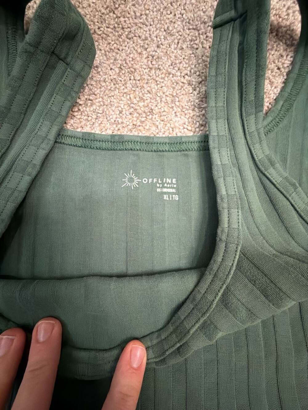 OFFLINE by Aerie OG Original Ribbed Crop Tank Top Green Size XL - Picture 2 of 3
